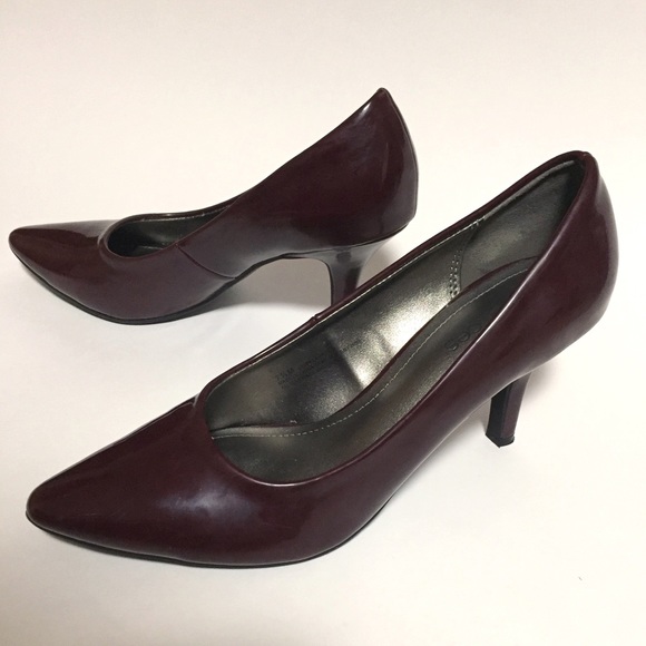 Burgundy Pumps Heel Pointed Toe - Picture 3 of 4